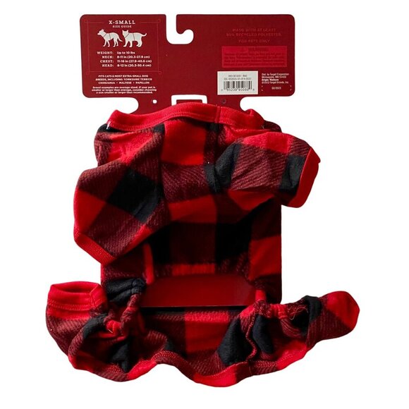 Wondershop Pet Pajamas Buffalo Check Black Red Dog Cat XS NEW NWT - Picture 4 of 6